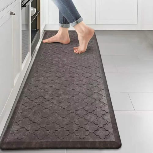 HEBE Kitchen Mat Cushioned Anti Fatigue Comfort Floor Mat Oversized 20x60 Waterproof Non Slip Kitchen Rug Runner Laundry Room Rug Floor Carpet Heavy Duty Comfort Standing Mat Pads, Brown