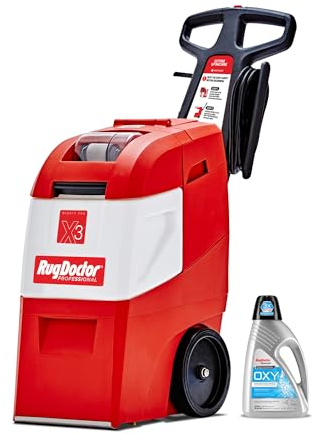 Rug Doctor X3 Commercial Carpet Cleaner – Large Red Oxy Pro Pack, Exclusive Vibrating Brush Spray Scrub and Extract Embedded Dirt and Grime, 48 oz. Oxy Cleaning Solution