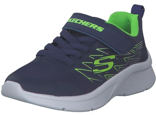 Skechers Microspec Texlor, Sneaker Bambini e ragazzi, Finiture In Argento Lime In Tessuto Blu Navy, 28 EU