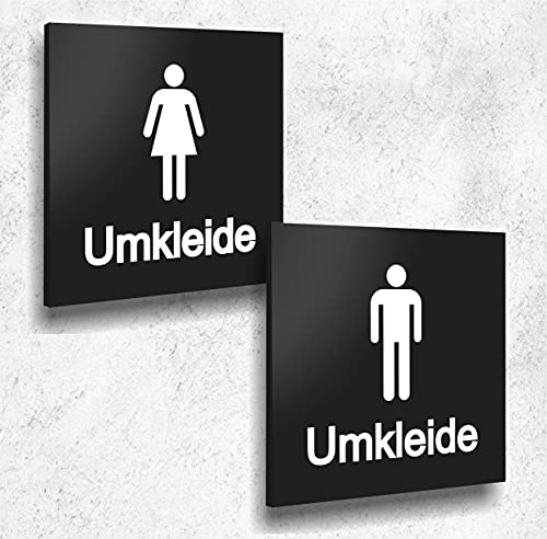 Türschild Schild Umkleide Damen + Herren Schwarz Matt UV Druck 12 x 12cm - 3mm Aluverbund- Made in Germany - Art.Nr. A2132