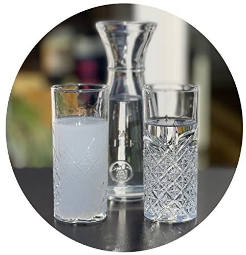 Topkapi 200.373 - Set de 3 Pièces en Verre pour Raki/Ouzo 'Bodrum' - 2 Verres et Une Carafe au Look Cristal - Plaisir de Raki par Passion