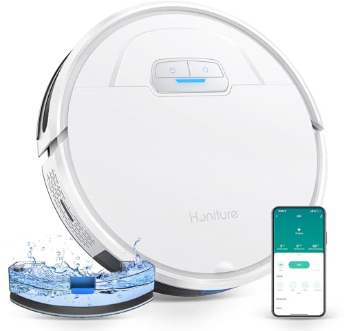 HONITURE Saugroboter mit Wischfunktion, G20 Staubsauger Roboter 3000Pa,Kehren Saugen Wischen 3 in 1 Roboterstaubsauger WLAN,Alexa & APP-Steuerung,Ideal für Tierhaare, Teppiche und Hartböden