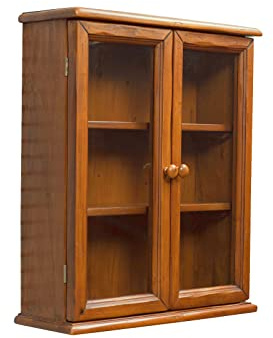 Biscottini Vitrine aus Holz 57 x 48 x 17 cm | Wandregal Shabby Chic mit 3 Einlegeböden | Badezimmerschrank mit 2 Türen | Hängender Badezimmerschrank