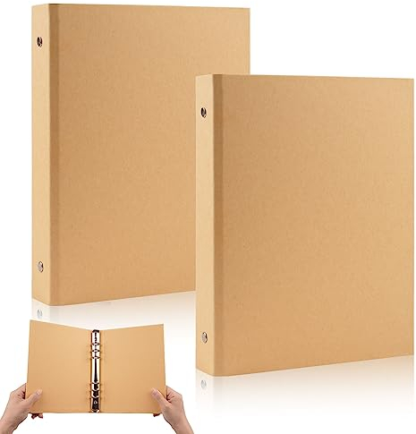 Svalor Ringordner A5, 2 Stück A5 Ringbuch, Ringbuch A5 Nachfüllbar Kraftpapier, Ringordner Kraftpapier mit 6 Ringen zum Hinzufügen Broschüren-Cover für Schule, Büro(17 x 23 Cm)