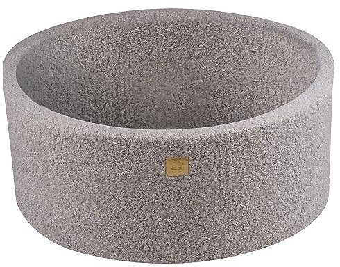 MEOWBABY Bällebad Baby - Rund 90x40cm Baby Pool für Kinder ohne Bälle, Boucle, Grau