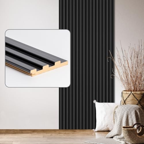 Wandpaneele & Deckenpaneele Desiwa 14er-Set in Schwarz (matt) 10,7x252 cm Akustikpaneele Wandverkleidung MDF