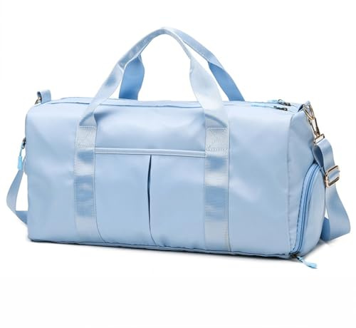 Felenny Reisetasche, Sporttasche mit Tasche, Turnbeutel für Damen und Herren, mit Schuhfach und Nasstasche, wasserdichte Wochenendtasche, hellblau, modisch