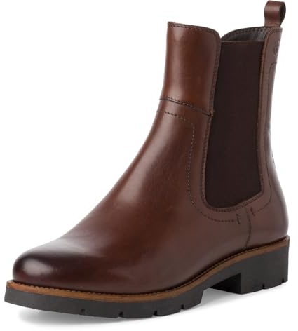 Tamaris Botines Chelsea para Mujer, Piel, Cómodos, Marrón, 38 EU
