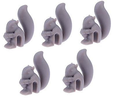 LIFKOME Squirrel Design Tea Bag Holder 5pcs Grey Silicone Tea Bag Holders Large Capacity Heat Resistant Easy to Cle