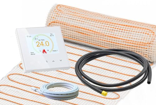 Elektrische Fußbodenheizung Komplett-Set für Fliesenboden UltraPro 200 extra stark mit Thermostat RT-70 WIFI Touch (2 m² - 0,5 x 4 m)