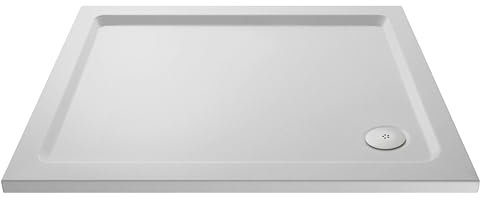 Balterley 1200 x 800 mm Rectangular Shower Tray, Slimline Slip Resistant Shower Trays, Durable Stone Resin Base Trays for Bathroom Enclosure, Central Waste Rectangular Tray for Wetroom Showers (White)