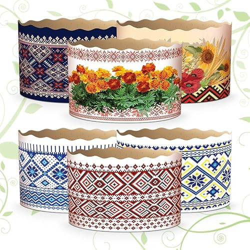 6pcs Baking Paper Molds for Easter Bread Cakes Panettone Paska Vyshyvanka (130x85 mm)