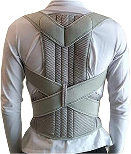 Haltungskorrektur für Männer und Frauen, Rückenstütz-Glätteisen, Skoliose-Rückenbandage, Wirbelsäulenkorsett, Schultertherapie, Haltungskorrekturgürtel (Farbe: Silber, Schwarz) (Silber XX) charitable