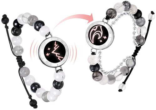 TOTWOO Pärchen Armband Paar Geschenke Partnerarmbänder mit Berührung Fernbeziehungsgeschenk für lange Distanzen Pärchen Liebes Geschenke Vibration&Aufleuchten Bluetooth Pairing Schmuck, Berg und Meer