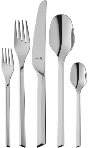 WMF Kineo Besteck Set 6 Personen, Essbesteck Set 30 teilig, Monobloc-Messer, Cromargan protect poliert, Edelstahl, kratzbeständig, Silberbesteck, spülmaschinenfest