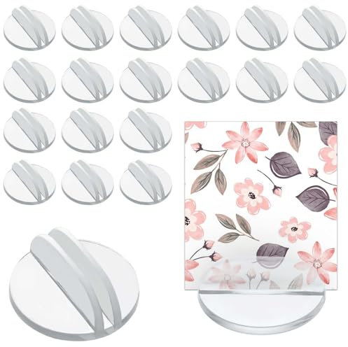 Semazz Card Stands,50 pcs Acrylic Table Number Holders Translucent Plastic Place Card Holders Clear Card Display Stand Game Piece Holders for Wedding Cards Photos Memos Pictures