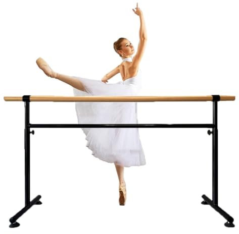 Ballettstange, doppellagige Ballettstange aus Stahl, mit Holzgriff und Einstellbarer Höhe von 100–125 cm, Tragfähigkeit von 75 kg, schwarz (Schwarz 2 m/6,6 ft)