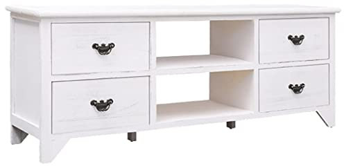 LIANGDONFC lowboard、tv boardTV-Schrank Antik-Weiß 108x30x40 cm Massivholz PaulowniaGeeignet für Vorhangfassaden, Wohnräume und Büros