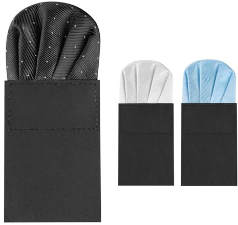 DHWEKU 3PCS Herren Einstecktuch vorgefaltet für den perfekten Sitz,Einstecktuch,Einstecktuch weiss,Einstecktuch Herren,einstecktücher,Einstecktuch Seide,Einstecktuch halter