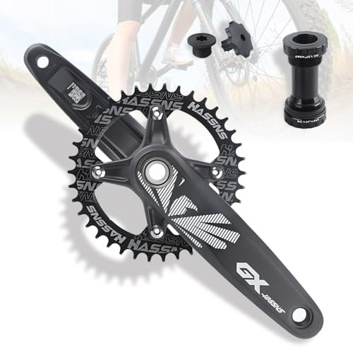 HZXQCVB 170mm/175mm Mountainbike-Kurbelgarnitur 104/64 BCD Aluminium-Legierung Integrierte Hohlwelle Kurbelarm-Satz Kompatibel Mit Einfachem/doppeltem Kettenblatt(Crank BB 36T,175mm)