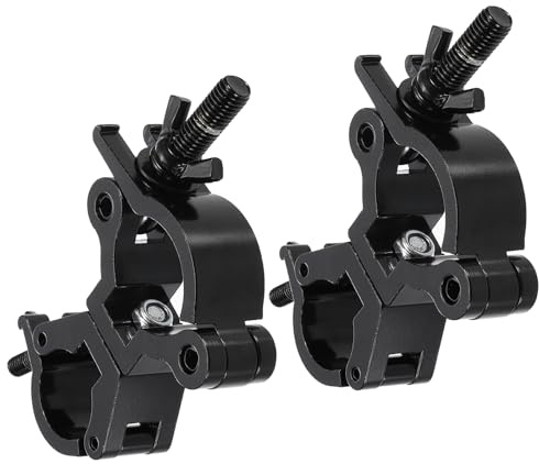 sourcing map Light Truss Clamps, Aluminum Alloy Stage Lighting Pipe O Clamp for 1.22-1.38inch & 1.5-1.77inch OD Tube Max Load 220Lb Double Buckle, 2Pcs, Black