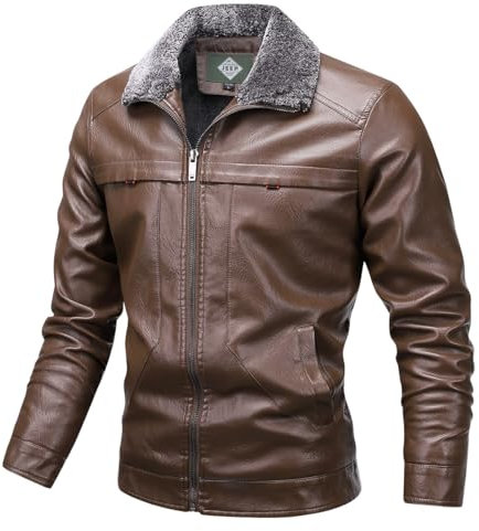 Lay U Home L'outillage en Cuir pour Hommes Plus de Graisse, Plus la Taille de Veste en Cuir Hommes