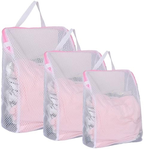 3 bolsas de lavandería para lavadora, bolsas de lavandería de viaje con asas, red de lavandería, bolsas de lavandería reutilizables para ropa interior delicada, bragas, suéter (rosa, azul) (rosa)