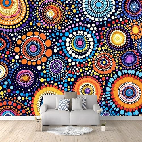 Murales Papel Pintado Salon Patrón Geométrico Arte De Puntos 300 x 210 cm Fotomurale 3D Tejido No Tejido Papel Tapiz Fotográfico Decorativos Murales Dormitorio Oficina Hotel