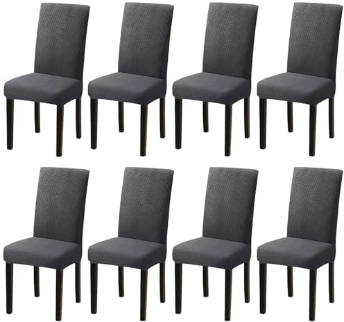 LOPYXBR Stuhlhussen 8er Set, Universal Stretch Stuhlhussen für Schwingstühle, Grau Abnehmbare Stretch Stuhlbezug für Restaurants, Hotels, Küchen, Hochzeiten, Partys