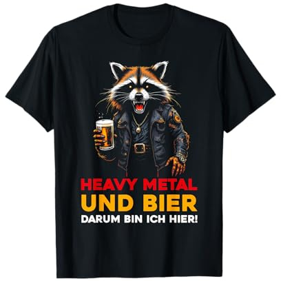 Heavy Metal Bier Hard Rock Rocker Rock Konzert Waschbär T-Shirt