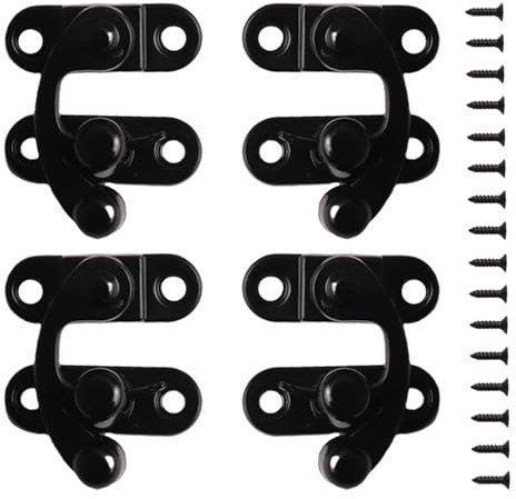 4 Pezzi Antique Latch Hasp, Serrature Antiche per Cassetti e Armadietti, Ganci a Scatto in Bronzo Anticato per Gioielli, Scatole in Legno e Piccoli Progetti con Viti di Montaggio Includi