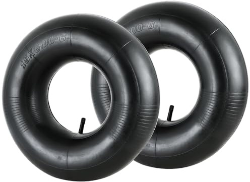 DASBET 2 Pack 15x6.00-6 Inner Tubes with TR-13 Straight Valve Stem | Heavy-Duty Replacement Inner Tube for Lawn Mowers, Go Karts, ATVs, Yard Tractors, Wheelbarrows and More