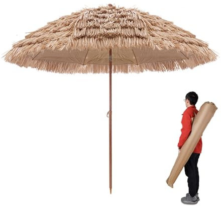 Sombrilla De JardíN Sombrilla De Playa Jardín inclinable,para el sol,de 1,5 m y 3 m,inclinable,para exteriores,patio,con bolsa de transporte,portátil,de paja.