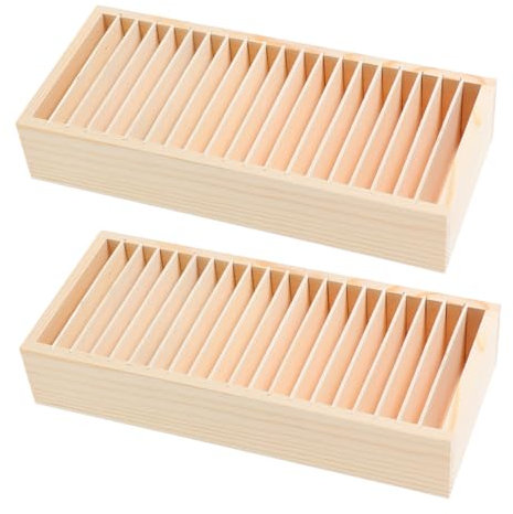 HORIALENCE 2 Stück Holz Aufbewahrungsbox mit Abnehmbaren Fächern Teiliges für Visitenkarten Schmuck und Accessoires Stabil und Vielseitig für Schreibtisch Organisation von Karten