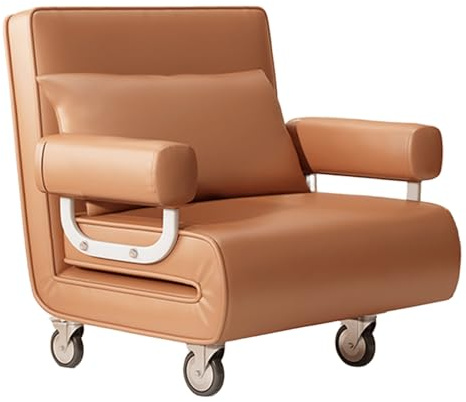 Klappsofa mit Rollen Technischer Stoff Ergonomie Gästebett Klappbar mit Kissen 6-Fach Verstellbare Rückenlehne Schlafsofa für Wohnzimmer, Schlafzimmer, Gästezimmer(Orange,186 * 67 * 26cm)