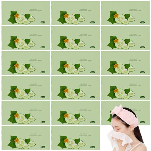 Lot de 50 lingettes hydratantes jetables de luxe emballées individuellement, douces pour la peau, au concombre, hygiéniques et pratiques pour les mains et le visage, paquets de lingettes nettoyantes