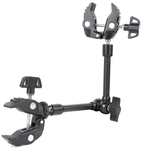 PellKing Magic Arm Clamp Kit, Camera Mount Articulating Friction Arm w 2 Pcs Super Clamp, w 1/4-20 Screw and Thread Hole, for Camera, Light, Monitor, Webcam or Action Camera 2kg, for Table, Tube