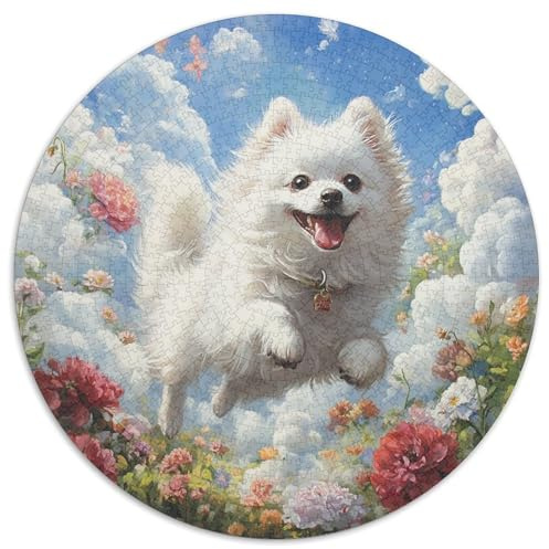 Japanischer Spitz Rund Puzzles 1000 Teile Fur Erwachsene Und Kinder HaustiErhund Geschicklichkeitsspiel Geschenk Fordernd Kleinkinder Groß 1000pcs (67.5x67.5cm)