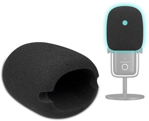 SOULWIT 2 Piezas Espuma Micrófono Filtro Antipop para Elgato Wave:3 (Wave3), Protector de Mic Cubierta Parabrisas para Micrófono - Negro