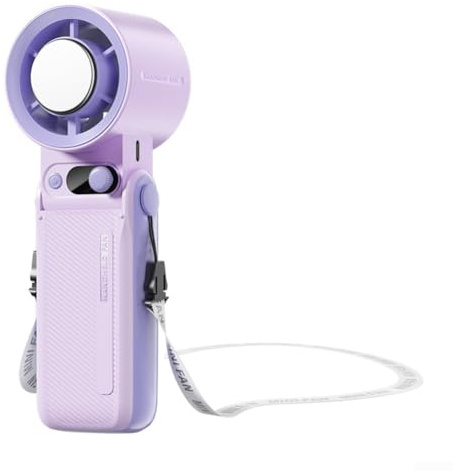 Hosrivae Ventilatore portatile 199 regolabile, 10000 mAh ricaricabile con display a LED, ventilatore USB portatile pieghevole con cordino per viaggi, ufficio, campeggio (viola)