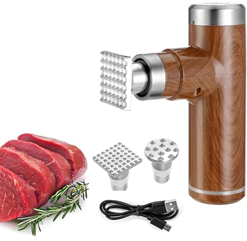 Batticarne elettrico, palmare con teste a martello staccabili in acciaio inox, 6 livelli regolabili per una preparazione efficace della carne