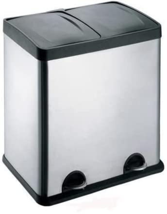EVRE 48 Litre Kitchen Waste Rubbish Recycling 2 x 24 Litre Double Compartment Separation ad Removable Plastic Buckets, Odour Seal, Smudge & Fingerprint Resistant