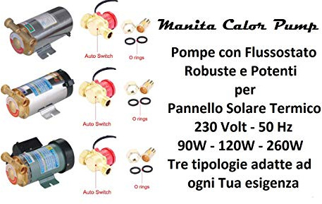 Manita Calor 21563 Pompa Inox Autoclave 90W con Flussostato Pannello Solare Termico Acqua Calda
