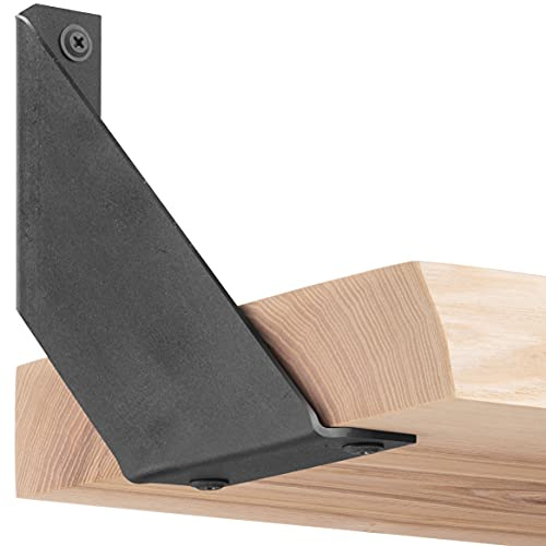 HOLZBRINK Regalträger Metall Regalhalter für Wandregal, Regalwinkel Rohstahl mit Klarlack 150x150x30 mm, 4 Stück, HLR-V-150-0000