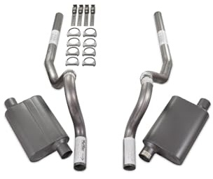 Truck Exhaust Kits 2.5 Dual Exhaust Kit with 2 Chamber Mufflers Rear Exit Fits Mustangs 86 to 04
