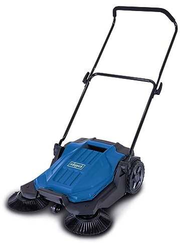 Scheppach Barredora S800 barredora de mano | 650 mm de ancho | 2600 m²/h de superficie | cesta de 20 L | eficaz sistema de barrido de 3 cepillos | adecuado para hojas, arena, grava y césped
