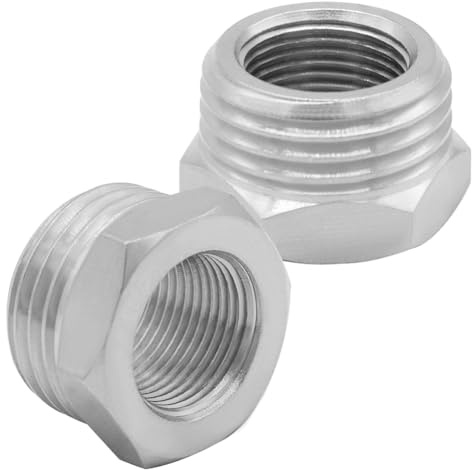 Joywayus 2PCS 1/2 G Male to 3/8 Compression Female Thread Bushing Pipe Fitting, Nickel Plated Brass Reducer Faucet Connector Water Hose Adapter, Supply Line Adapter for RV Kitchen Bathroom Plumbing
