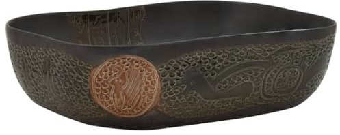 vidaXL Aufsatzwaschbecken Schwarz Rechteckig 48x37,5x13,5 cm Keramik