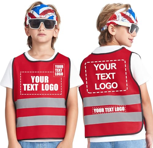 A-SAFETY Customized LOGO Red 6-9 Years kids High Vis Reflective construction Safety vest Personalized printing