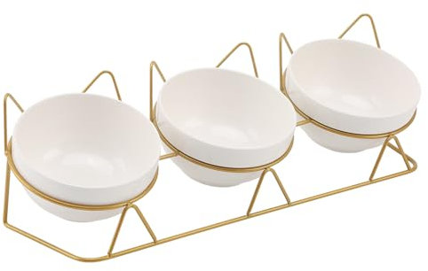 Set di 3 ciotole per cibo per gatti in ceramica con supporto, inclinata, rialzata, anti-vomito, per gattini e cuccioli (3 ciotole)